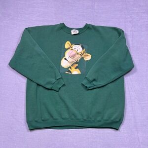 VTG Disney Store Tigger Graphic Sweatshirt Men's Green Pullover Long Sleeve